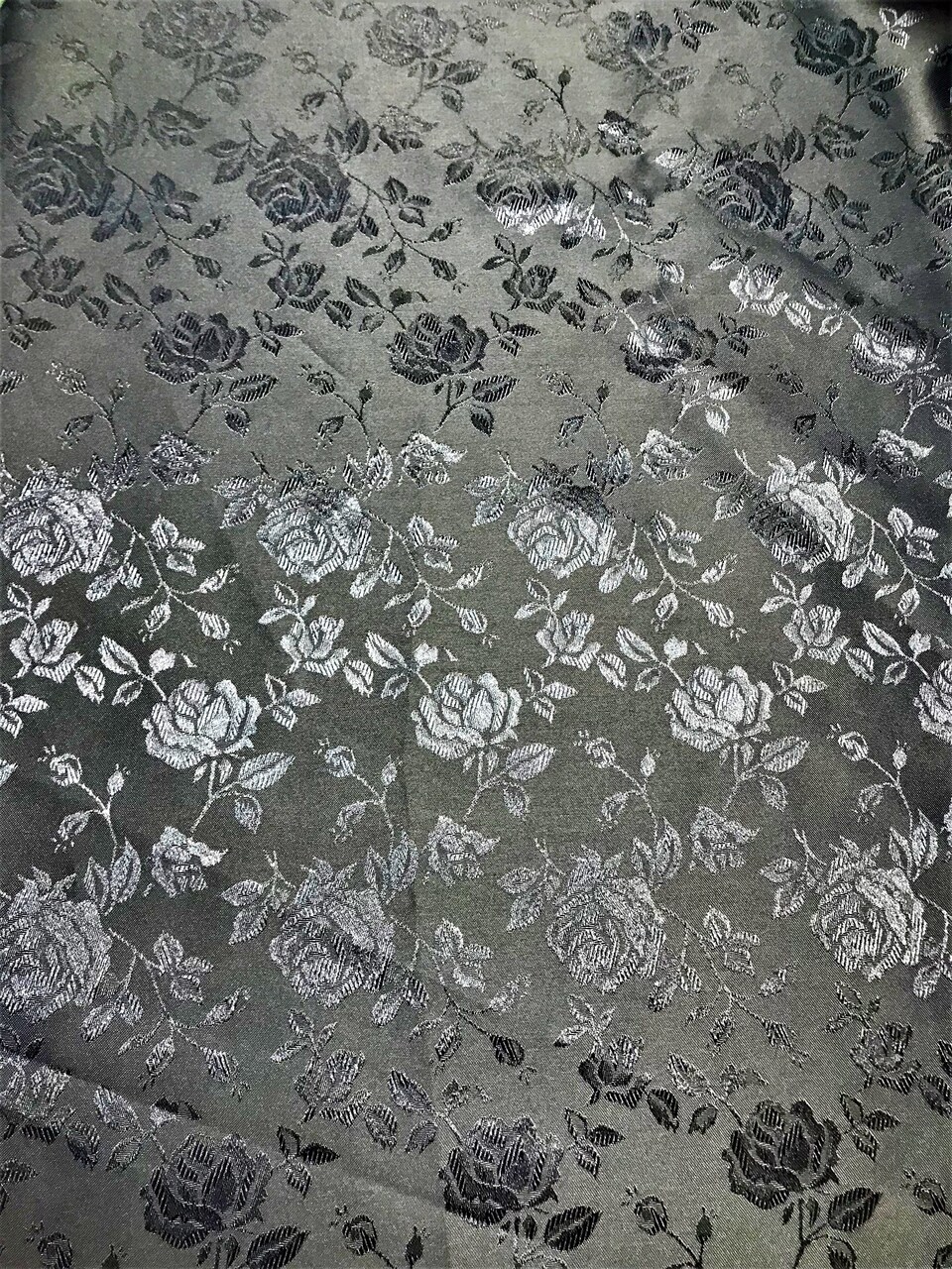 1 Yard Black Reversible Jacquard Satin Fabric for Tablecloth Drapes Apparel Crafting 58/60 Inches Width